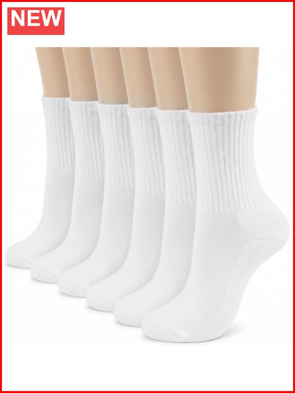 Cotton Blend Crew Socks Athletic Calf Socks